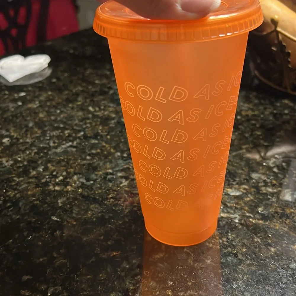 Starbucks 2019 Orange 24oz Reusable Cold Cup Tumbler Lid & Straw